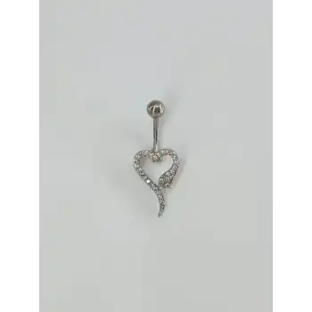 Yılan Ve Kalp Detaylı Göbek Piercing