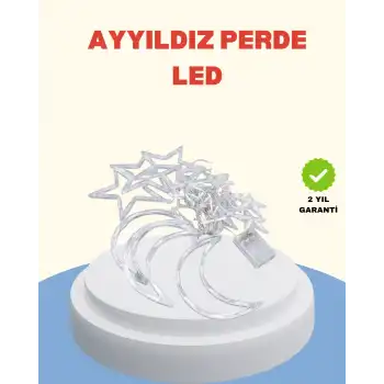 Yıldız Ay Tasarımlı Prizli Perde LED Işık İç Mekan Dekoru