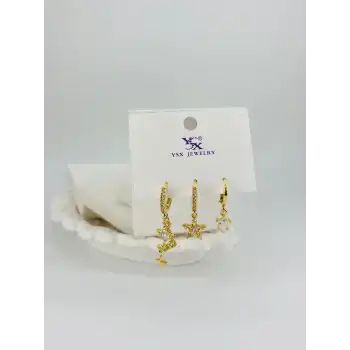 Yıldız Detaylı Üçlü Kombin Küpe