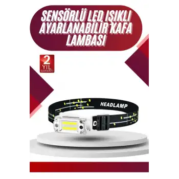 Yüksek Işıklı Şarjlı ve Sensörlü LED Kafa Lambası Kamp Lambası