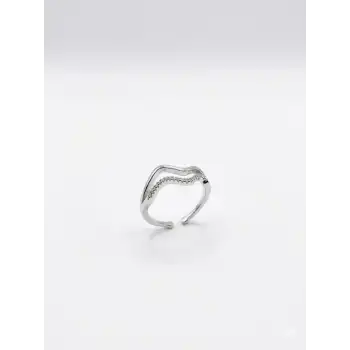 Zikzak Model Taşlı Yüzük