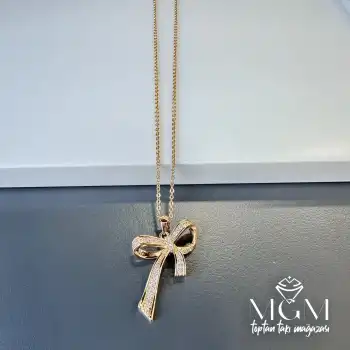 Zirkon Taşlı Fiyonk Kolye