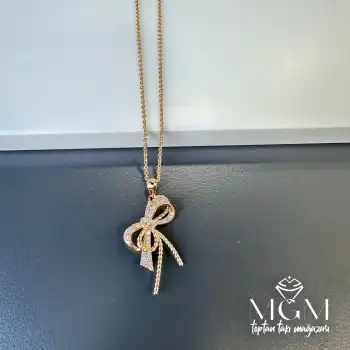 Zirkon Taşlı Fiyonk Kolye