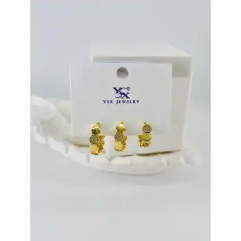 Zirkon Taşlı Üçlü Kombin Küpe