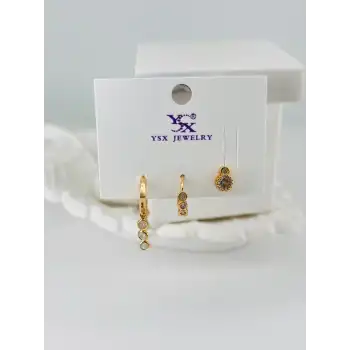 Zirkon Taşlı Üçlü Kombin Küpe