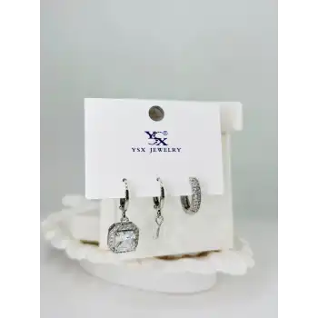 Zirkon Taşlı Üçlü Kombin Küpe