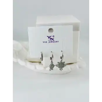 Zirkon Taşlı Üçlü Kombin Küpe