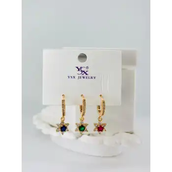 Zirkon Taşlı Üçlü Kombin Küpe