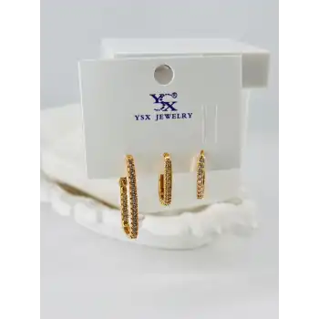 Zirkon Taşlı Üçlü Kombin Küpe