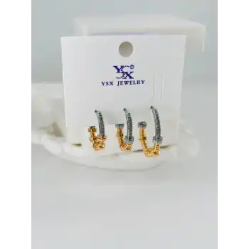 Zirkon Taşlı Üçlü Kombin Küpe