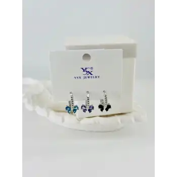 Zirkon Taşlı Üçlü Kombin Küpe