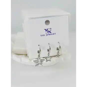 Zirkon Taşlı Üçlü Kombin Küpe