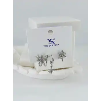 Zirkon Taşlı Üçlü Kombin Küpe