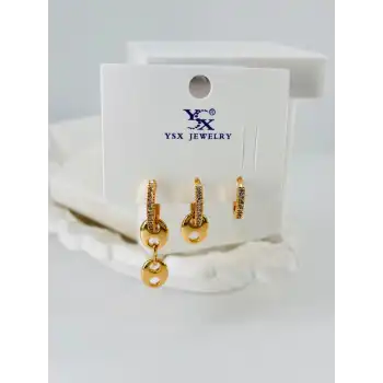 Zirkon Taşlı Üçlü Kombin Küpe