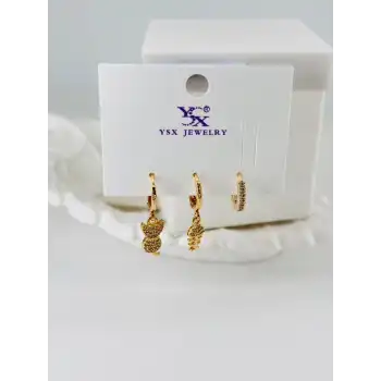 Zirkon Taşlı Üçlü Kombin Küpe