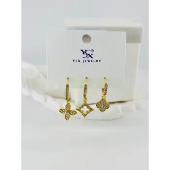 Zirkon Taşlı Üçlü Kombin Küpe