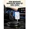 15W Kablosuz Şarj Destekli MagSafe Araç Tutucu Havalandırma Klipsli