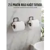 2 Adet Siyah Yapışkanlı Kağıtlık Duvar Tipi Tuvalet Kağıdı ve Rulo Tutucu