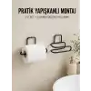 2 Adet Yapışkanlı WC Kağıtlık Siyah Metal Pratik Duvar Tipi Rulo Tutucu