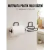 2’li Siyah Metal Rulo Kağıt Tutucu Yapışkanlı Banyo ve Mutfak Kağıtlık
