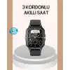 3 Kordonlu Akıllı Saat Uzun Pil Süreli