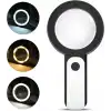 30x 12ışıklı Büyüteç Taşınabilir Çıft Katmanlı Optik Cam Okuma Büyüteç 229018