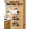 3’lü Yapışkanlı WC Kağıtlığı Siyah Rulo Tutucu Banyo ve Mutfak Kullanımı