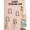 4 Adet Çok Amaçlı Yapışkanlı Askılık Ev Düzenleyici Duvar Askı Seti