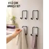 4lü Duvar Tipi Yapışkanlı Askı Pratik Ev ve Banyo Askılık Seti