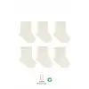 6Lı Basic Penye Soket Çorap 10101 Ekru