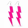 80’ler 9039lar Retro Neon Pembe Şimşek Küpe 10 Cm