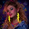 80’ler 9039lar Retro Neon Sarı Şimşek Küpe 10 Cm