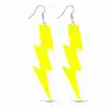 80’ler 9039lar Retro Neon Sarı Şimşek Küpe 10 Cm