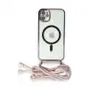 Apple İphone 11 Kılıf Divo Lazer Askılı Magsafe Kapak - Pembe