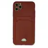 Apple İphone 11 Pro Max Kılıf Kelvin Kartvizitli Silikon - Bordo