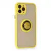 Apple İphone 11 Pro Max Kılıf Montreal Yüzüklü Silikon Kapak - Sarı