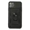 Apple İphone 11 Pro Max Kılıf Pars Lens Yüzüklü Silikon - Siyah
