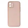 Apple İphone 12 Kılıf Coco Deri Silikon Kapak - Pembe