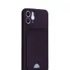 Apple İphone 12 Kılıf Kelvin Kartvizitli Silikon - Derin Mor