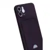 Apple İphone 12 Kılıf Kelvin Kartvizitli Silikon - Derin Mor
