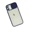 Apple İphone 12 Kılıf Palm Buzlu Kamera Sürgülü Silikon - Lacivert