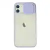 Apple İphone 12 Kılıf Palm Buzlu Kamera Sürgülü Silikon - Lila