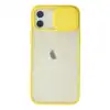 Apple İphone 12 Kılıf Palm Buzlu Kamera Sürgülü Silikon - Sarı