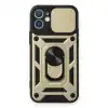 Apple İphone 12 Kılıf Pars Lens Yüzüklü Silikon - Gold