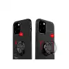 Apple İphone 12 Kılıf Range Yüzüklü Silikon - Siyah-kırmızı