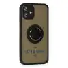 Apple İphone 12 Mini Kılıf Montreal Yüzüklü Silikon Kapak - Siyah