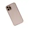 Apple İphone 12 Pro Kılıf Coco Deri Silikon Kapak - Pudra