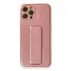 Apple İphone 12 Pro Kılıf Coco Karbon Standlı Kapak - Pembe