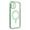 Apple İphone 12 Pro Kılıf Magneticsafe Lazer Silikon - Haki Yeşil