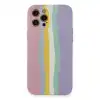 Apple İphone 12 Pro Max Kılıf Ebruli Lansman Silikon - Pembe-lila